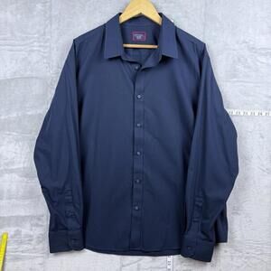 UNTUCKit Castello Shirt Navy XL Regular Fit Long Sleeve 100% Cotton Dress Casual